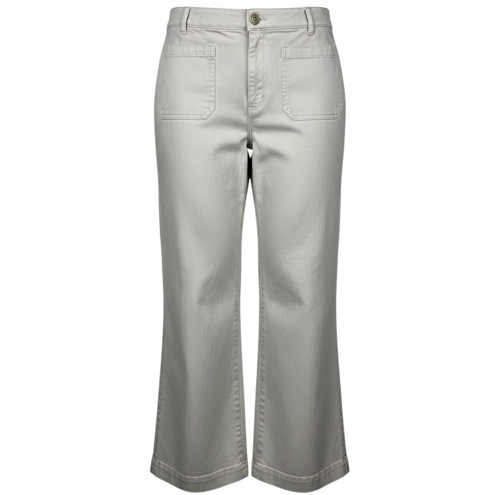 Loft Palmer Wide Leg Pants Women 16P Cream Taupe Excellent Patch Pocket Workwear
